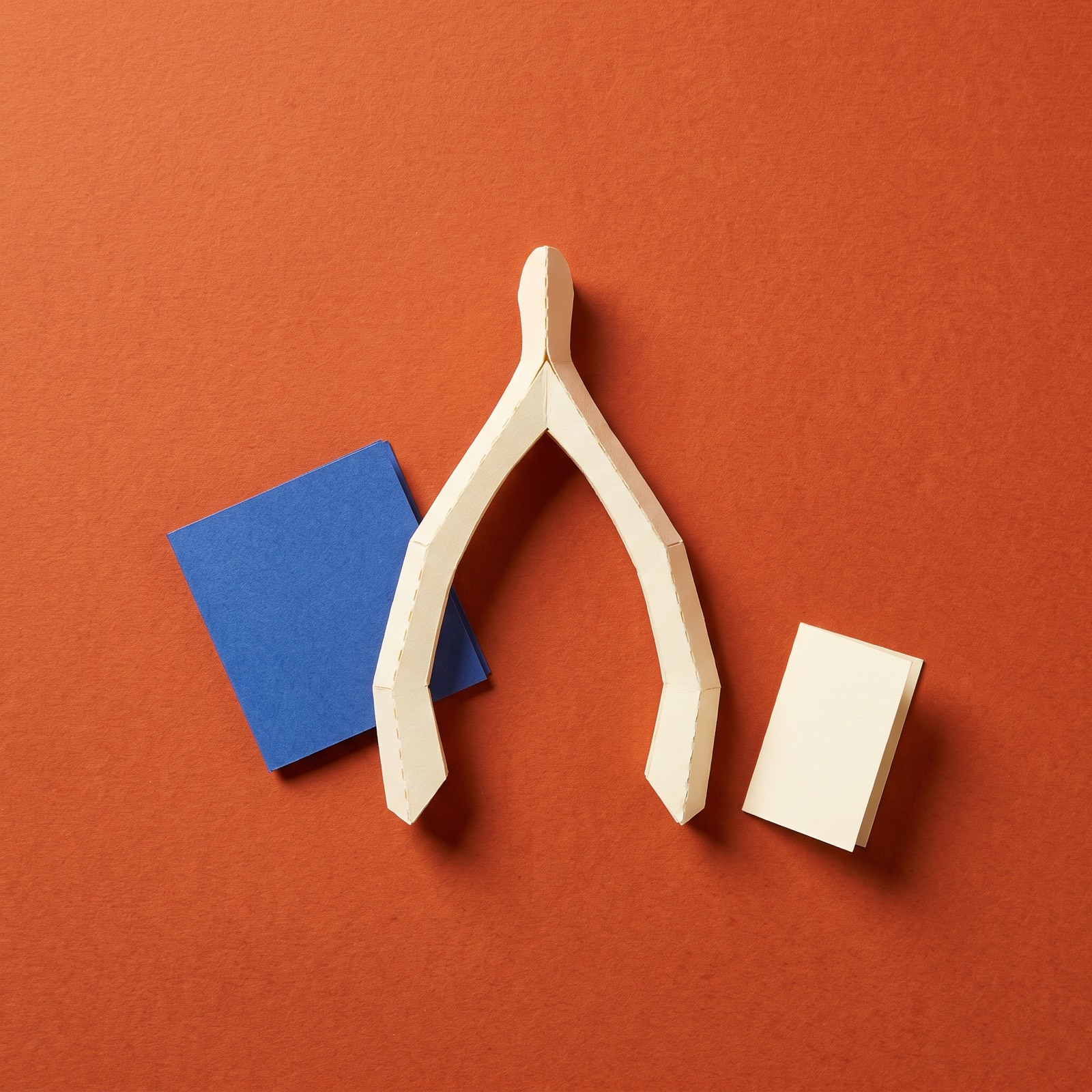 Paper sculpture of a wishbone