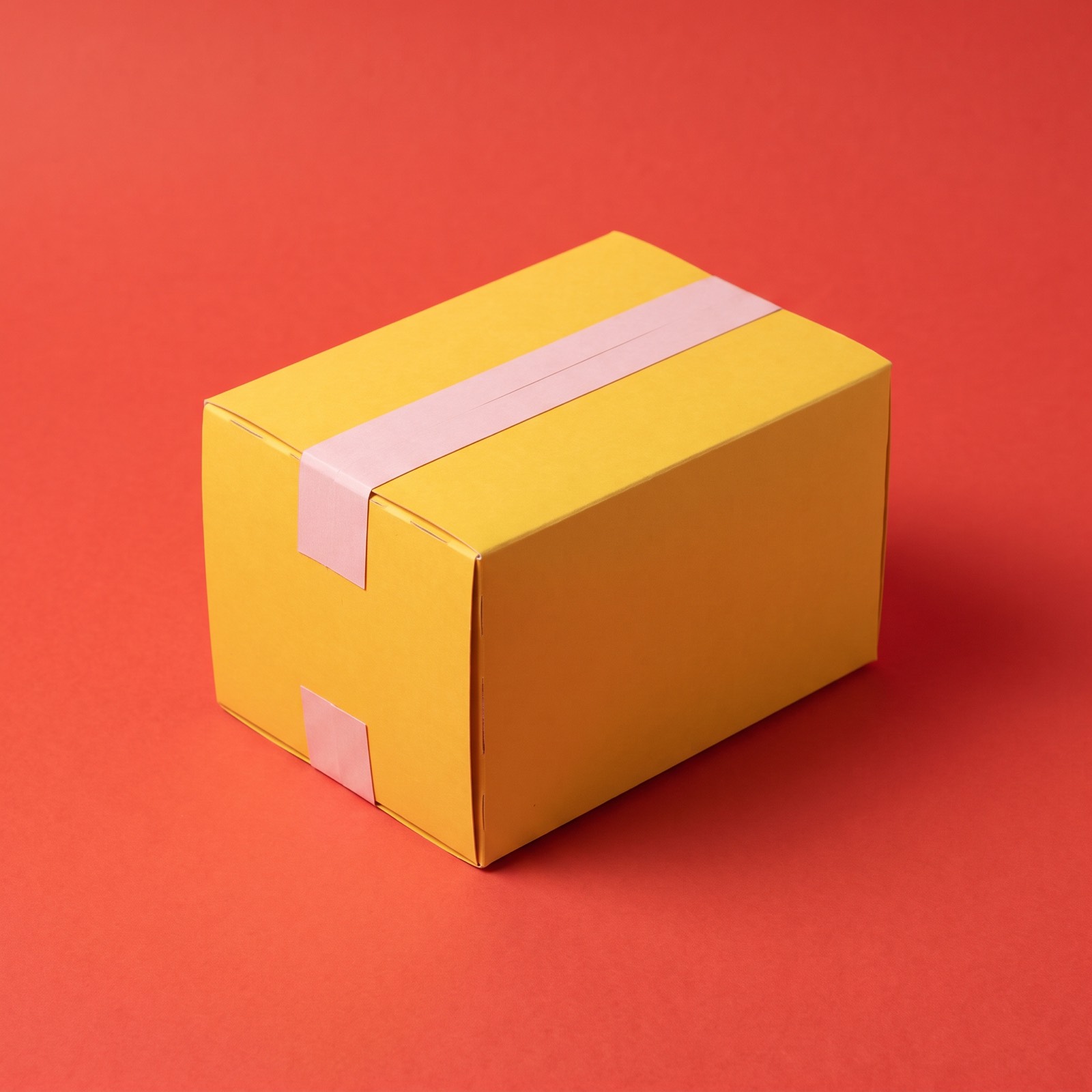 Paper sculpture of a packed moving box, taped shut