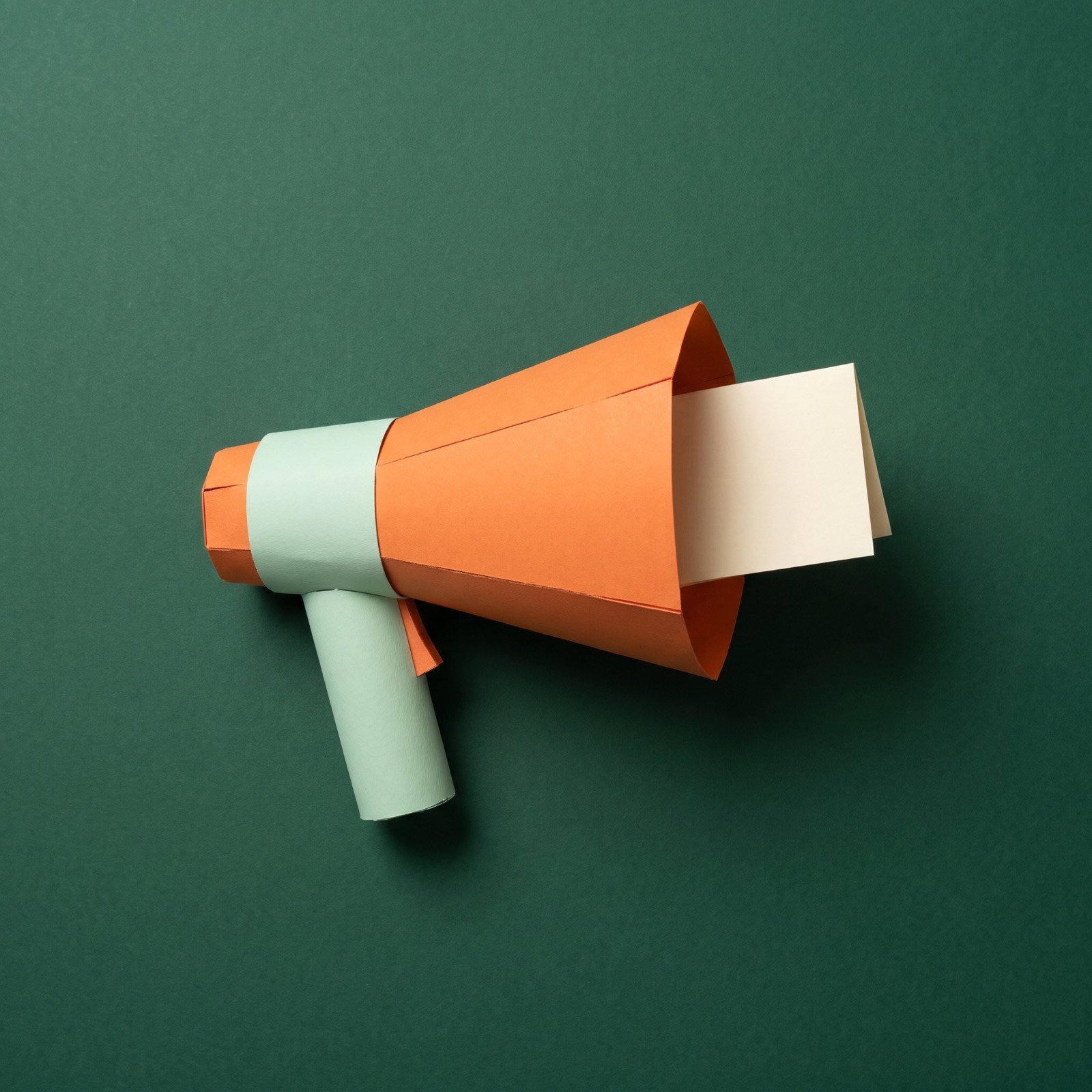 Paper sculpture of a megaphone